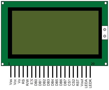 Graphics LCD Pin Diagram, pinout