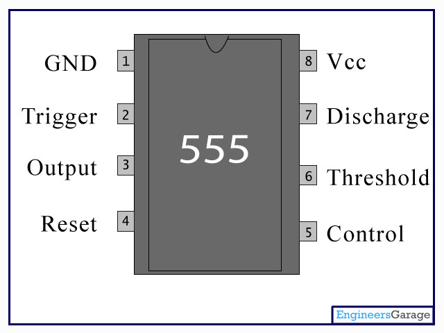 555 Timer PinOut | IC 555 | NE555 pin diagram