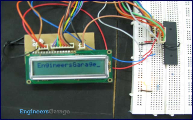 Display Text on 16x2 LCD using ATmega16 AVR microcontroller Prototype