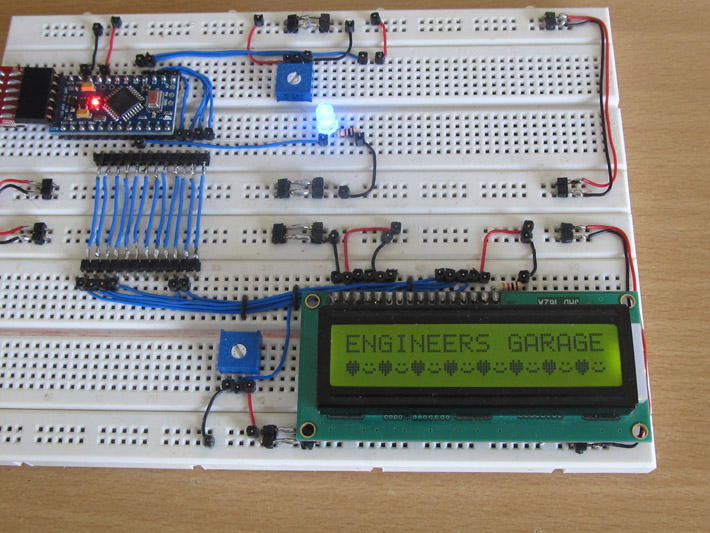 Custom Character On LCD Using Arduino Circuit On Breadboard Custom Character On LCD Using Arduino Circuit On Breadboard
