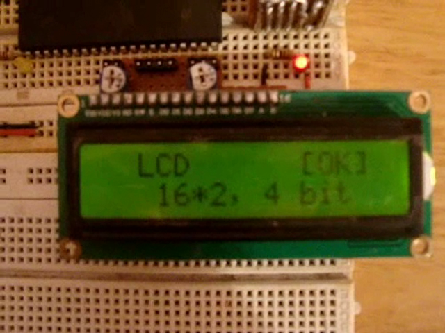 LCD Display initialized by BLS code in AVR setup on breadboard