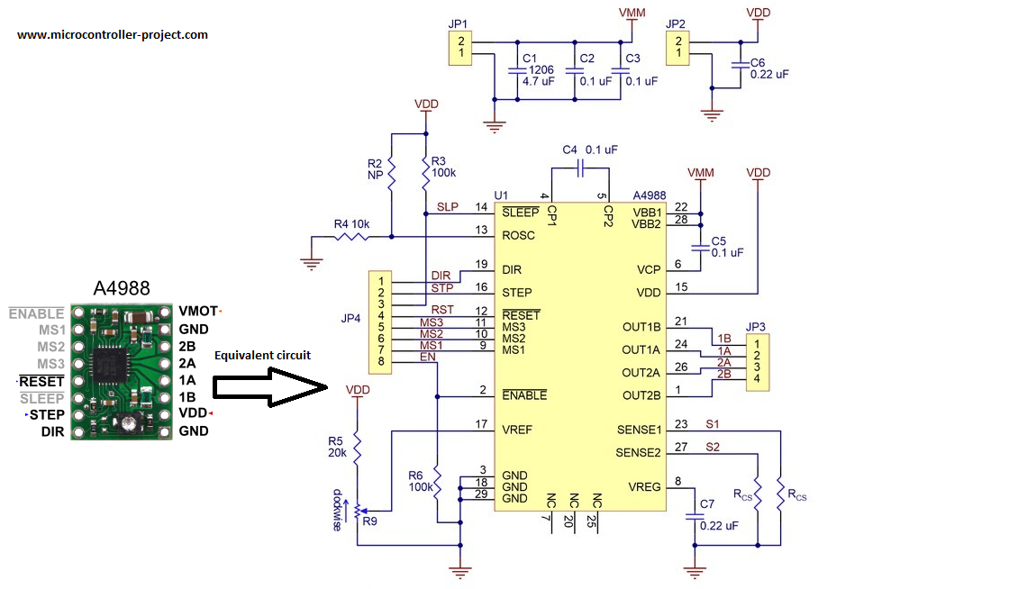 A4988 stepper motor driver equivalent circuit