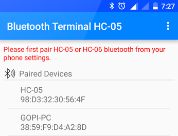 Hc05 Bluetooth module in android app