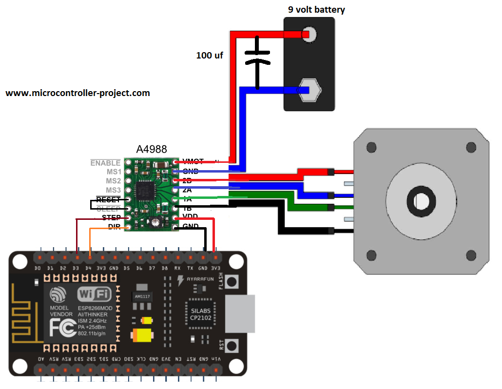 Nodemcu esp8266 12 e controlling stepper motor over WiFi