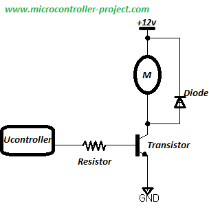 Transistor driving heavy load with microcontroller