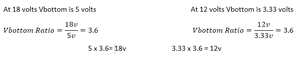 Voltage divider ratio calculation