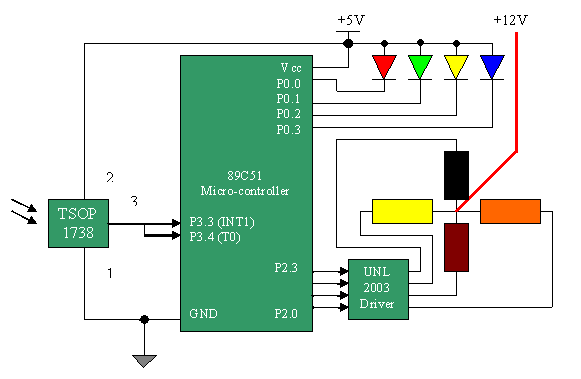 89C51 based 4-pol stepper motor driver