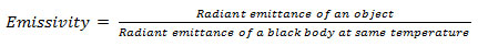 A Figure Showing Emissivity as a Ratio of Radiant Emitance of an Object to Radiant Emitance of a Black Body A Figure Showing Emissivity as a Ratio of Radiant Emitance of an Object to Radiant Emitance of a Black Body