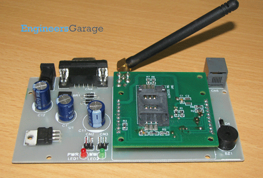 An Image of Assembled Circuit for GSM/GPRS module with standard communication interfaces like RS-232 or USB