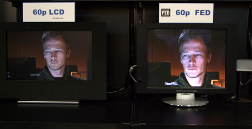 An image showing quality comparison bewteen 60p LCD and 60p FED