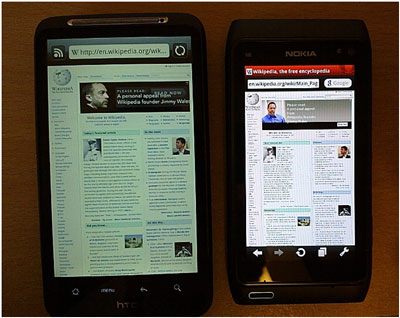 An Image Of Displaying Web Browser On Mobile Phone and PDA