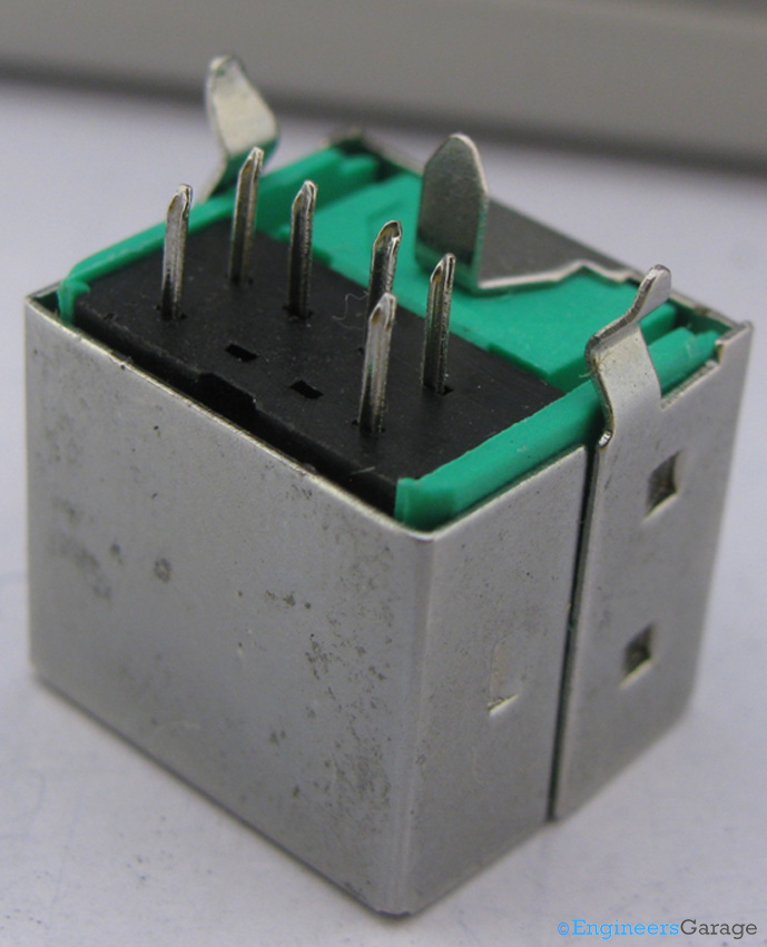 Bottom of Connector with Six Output Pins Projected Out Bottom of Connector with Six Output Pins Projected Out