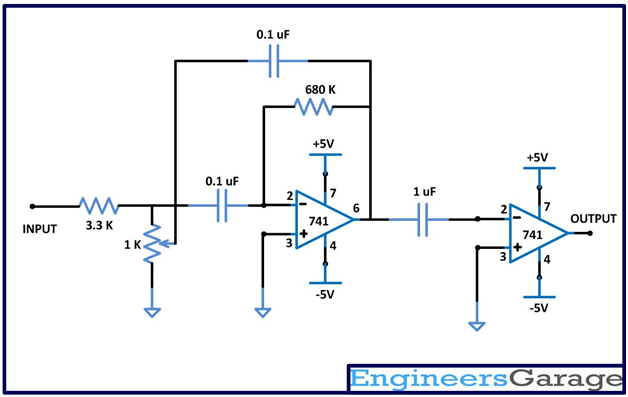 Circuit Daigram of MBF Band Pass Filter with Buffer Circuit