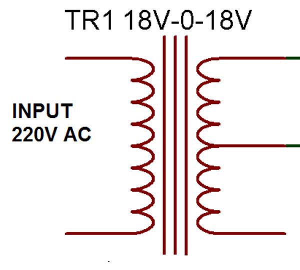 Circuit Diagram of 18-0-18V Transformer