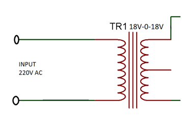 Circuit Diagram of 18-0-18V Transformer