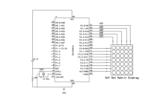 Interfacing LED Dot Matrix with 8051 5/45)