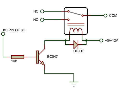 Circuit Diagram of BC547 Transistor based Relay Driver Circuit Diagram of BC547 Transistor based Relay Driver