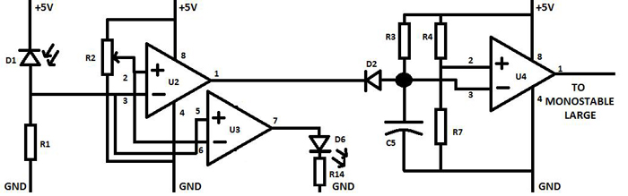 Circuit Diagram Of Connected Comparator, IR Indicator and Monostable Small Circuit Diagram Of Connected Comparator, IR Indicator And Monostable Small
