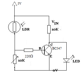 Circuit Diagram of Dark activated Light Sensor