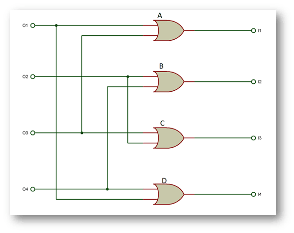 Circuit Diagram of Digital Gates used in place of Microcontroller to control movement of Robotic Car