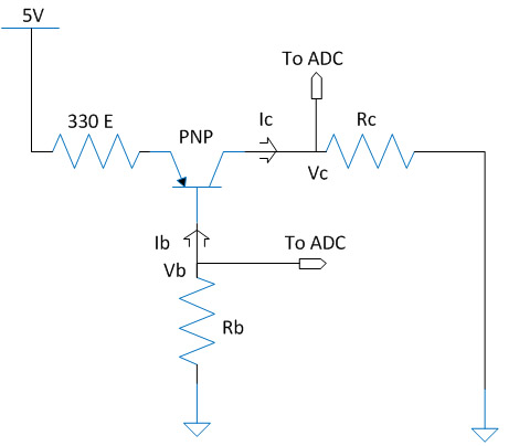 Circuit Diagram of hfe sensor for PNP Transistor