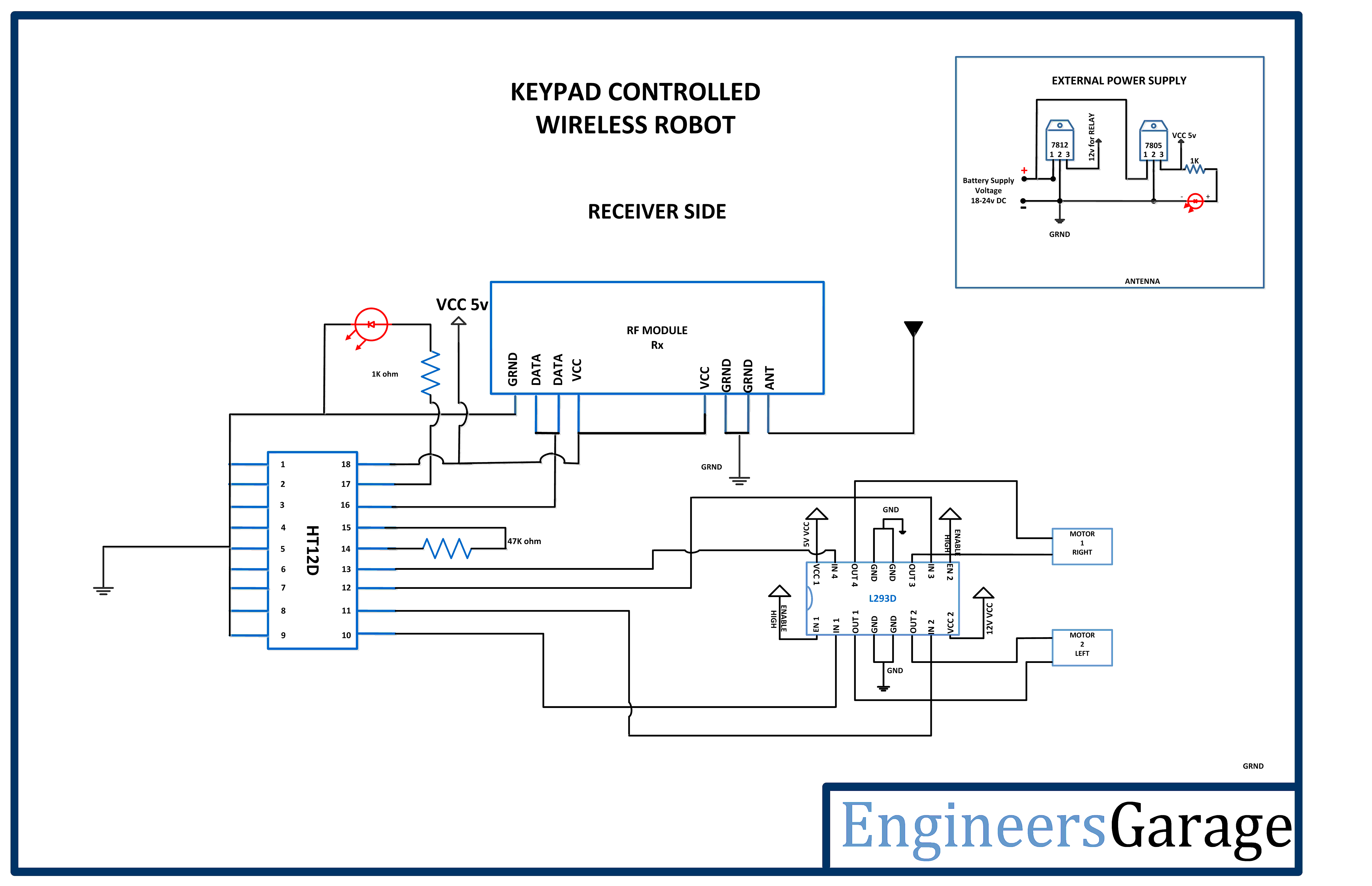 Keypad Controlled Rf Based Wireless Robot