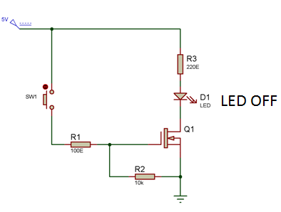 Circuit Diagram showing LED in OFF state before Triggering the Gate