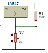 Circuit Diagram of LM317 IC based Voltage Regulator