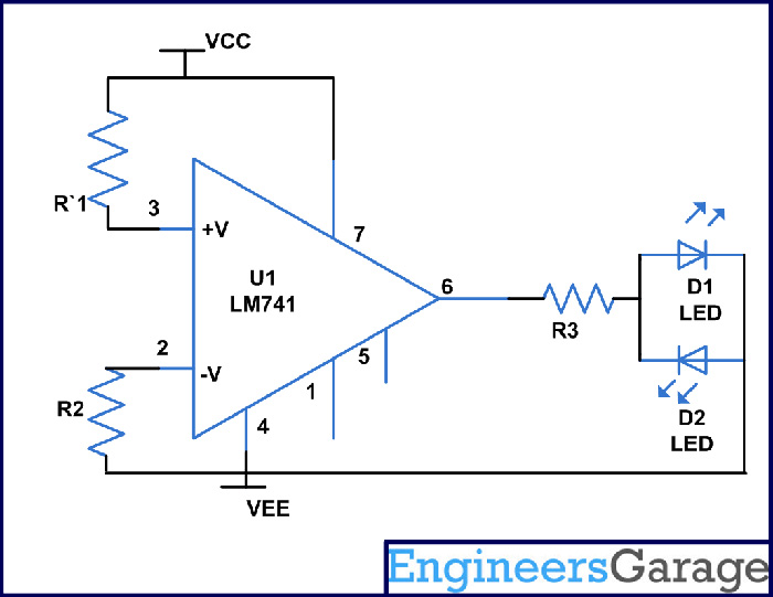 Circuit Diagram of LM741 OPAMP IC based Non-Inverting Amplifier with High Inverting Pin