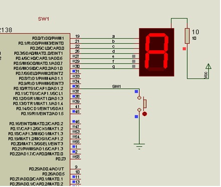 Circuit Diagram of LPC2138 ARM Microcontroller and SSD Interfacing