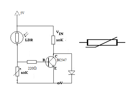 Circuit Diagram of Light activated Light Sensor