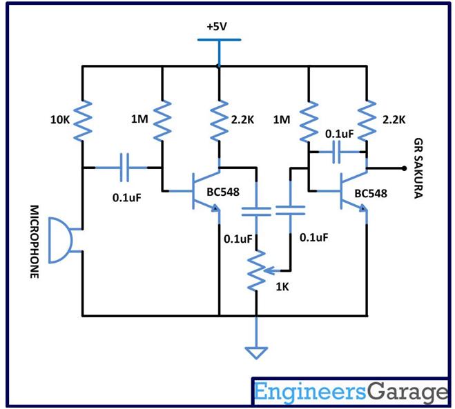 Circuit Diagram of Microphone Amplifier