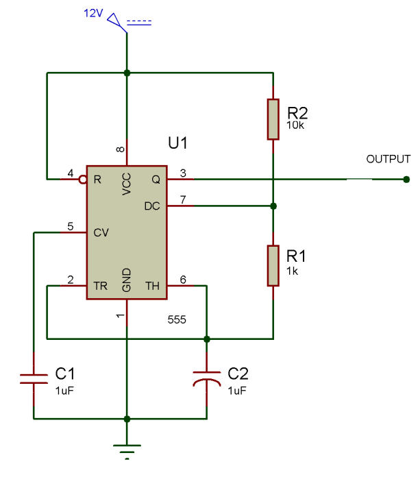 Circuit Diagram of Normal 555 IC Astable Multivibrator