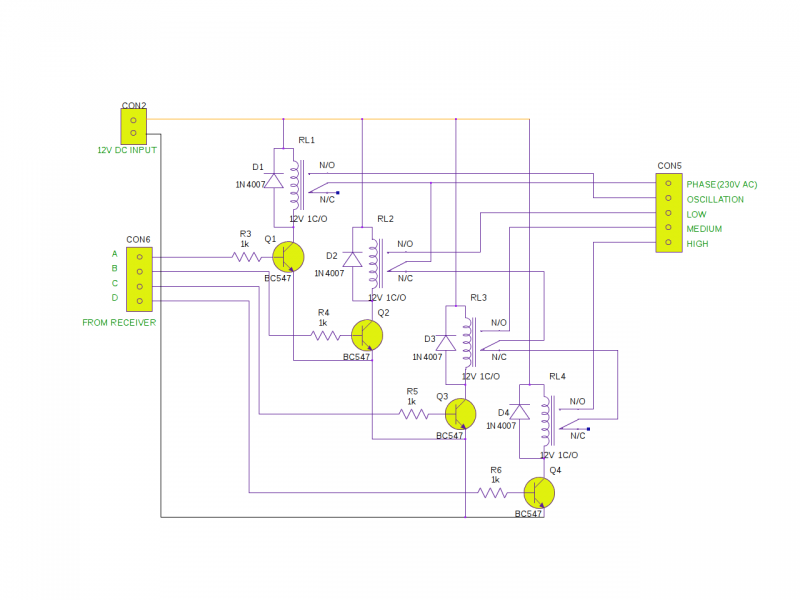 Circuit Diagram of RF Remote Control for Pedestal Fan