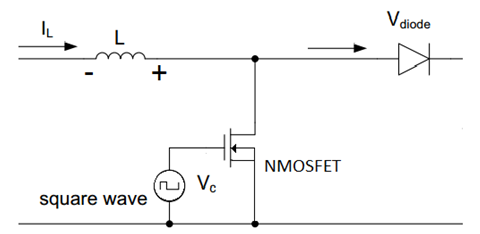 Circuit Diagram showing Negative Cycle in operation of Boost Converter Circuit