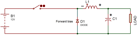 Circuit Diagram showing OFF State of Switching Component in Buck Converter