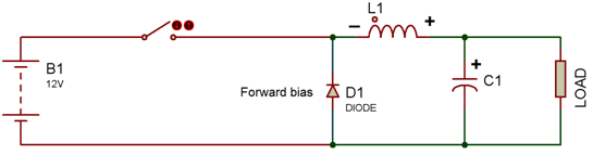 Circuit Diagram showing OFF State of Switching Component in Buck Converter Circuit Diagram showing OFF State of Switching Component in Buck Converter