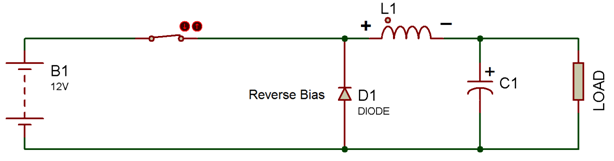 Circuit Diagram showing ON State of Switching Component in Buck Converter