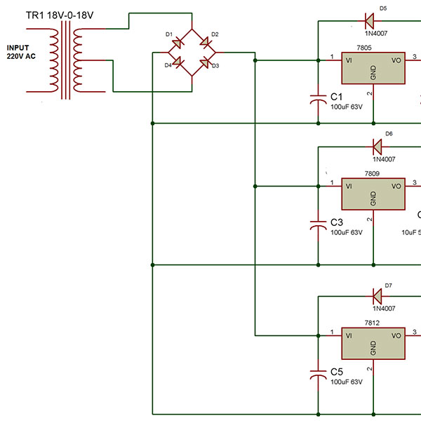 Circuit Diagram of Smoothing Capacitor for Triple Bench Power Supply Circuit Diagram of Smoothing Capacitor for Triple Bench Power Supply