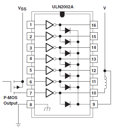 Circuit Diagram of ULN2002A based DC Motor Driver