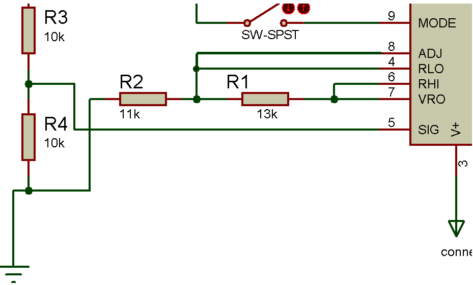 Circuit Diagram of Voltage Divider Network at RHI and RLO Pins