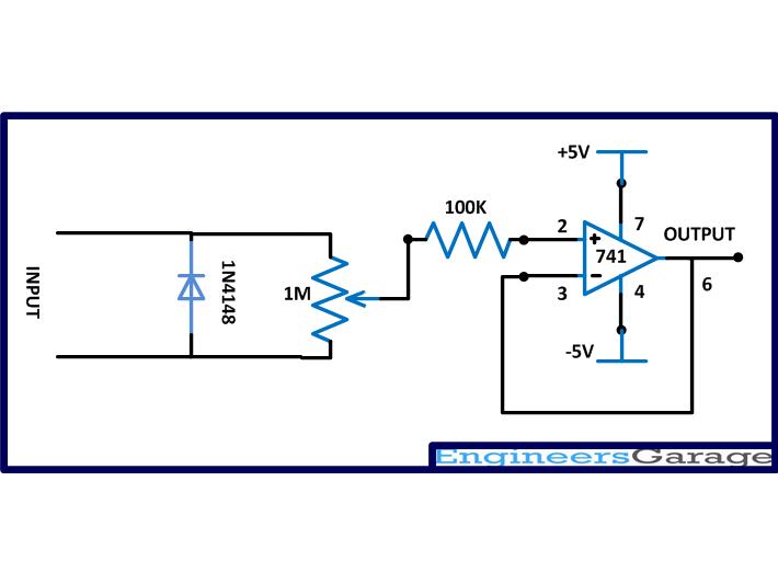 Circuit Diagram of Negative Waveform Clipper with Buffer