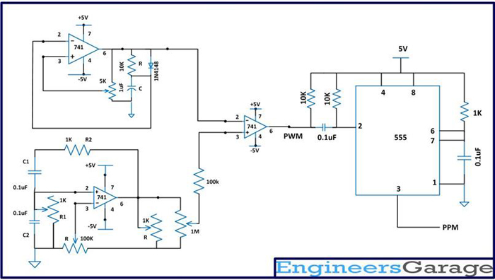 Circuit Diagram of Pulse Position Modulation (PPM )Modulator