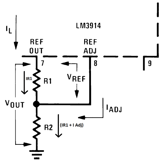 Circuit Diagram showing Calculation of Resistances for Voltage Divider Network at RLO and RHI Pins