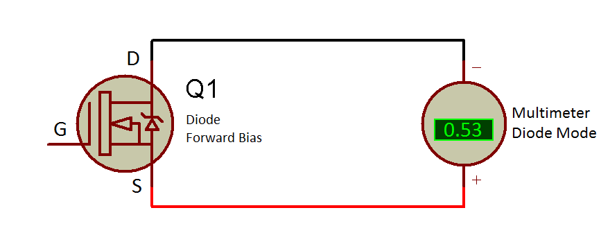 Circuit Diagram showing Voltage Drop across MOSFET in Forward Bias