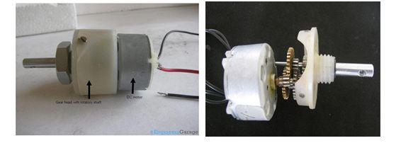 Close View of Brush DC Motor (Right) and Geared DC Motor (Left) Close View of Brush DC Motor (Right) and Geared DC Motor (Left)