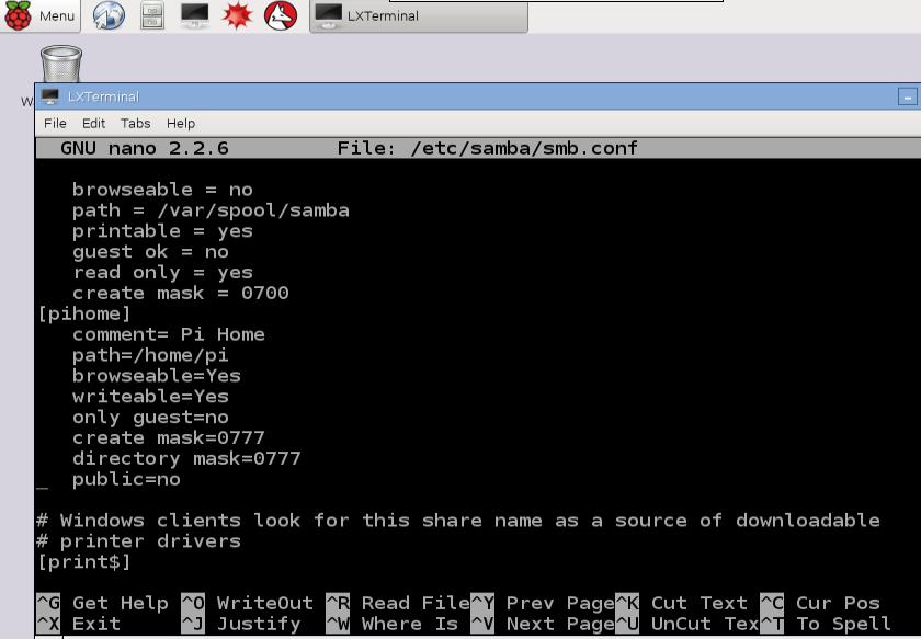 Configuring Samba Software for Raspberry Pi