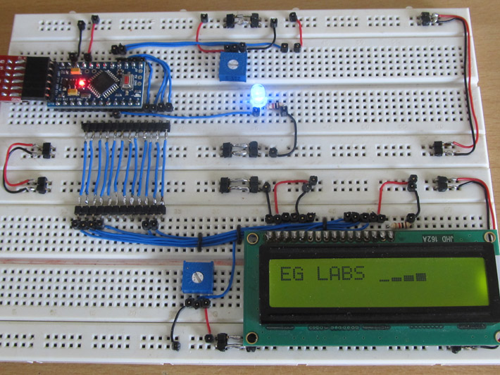 Custom Created Characters On LCD Using Arduino Circuit On Breadboard