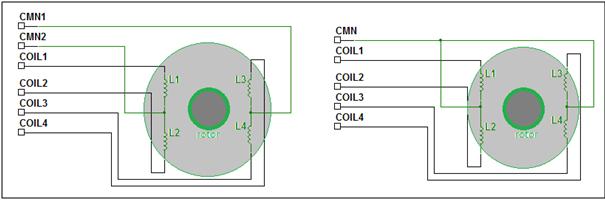 Diagram showing wiring of Stepper Motor