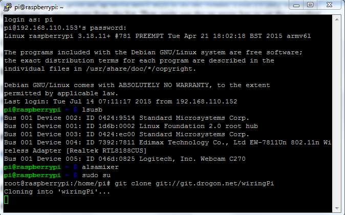 Downloading Wiring Pi to Raspberry Pi